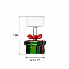 Tealight Pacco Regalo Verde Christmas Tales Ichendorf Milano con misure H9 D4,5 cm