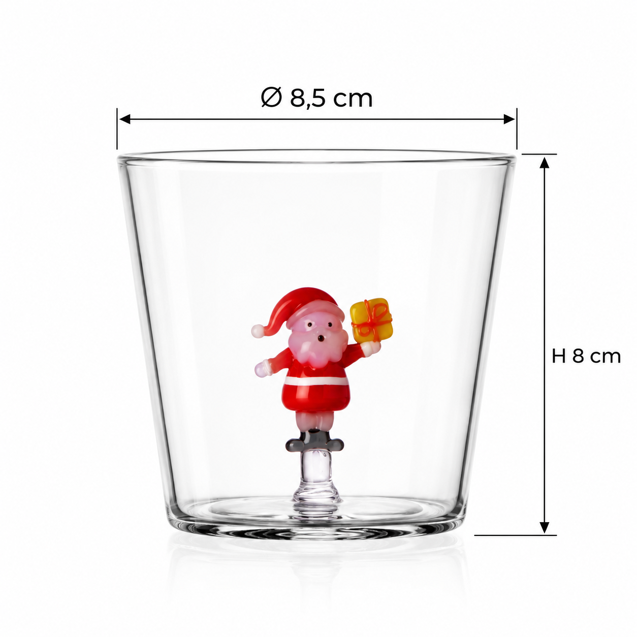 Christmas Tales Tumbler Babbo Natale con Pacco Giallo Ichendorf Milano H 8 x Ø 8,5 cm