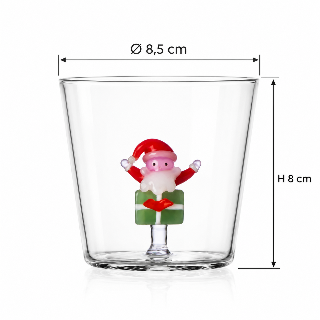 Christmas Tales Tumbler Babbo Natale su Pacco Verde Ichendorf Milano H 8 x Ø 8,5 cm