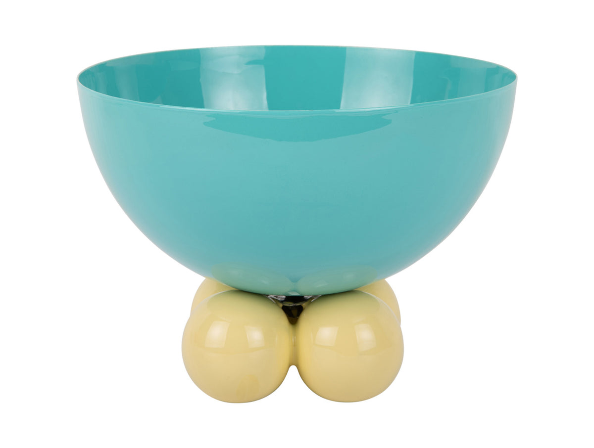 Present Time - Ciotola Double Funky &Oslash;20 CM in Metallo Turchese e Giallo - PT4252BL