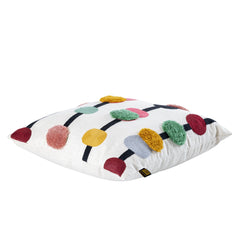 Cuscino Quadrato Ricamato Prinay in Cotone Bianco con Pois Colorati - 724497