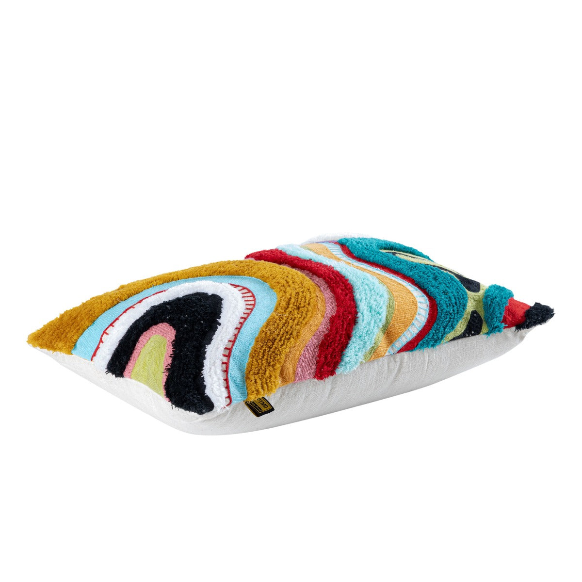 Cuscino Rettangolare Ricamato Courtneay Blue a Righe Colorate - 724502