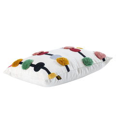 Cuscino Rettangolare Ricamato Prinay in Cotone Bianco con Pois Colorati - 724498