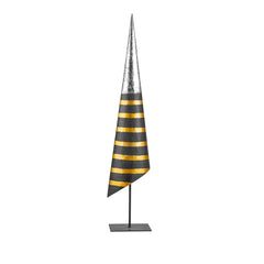 Decoro Albero di Natale Stilizzato in metallo con righe oro H61 - 1236344