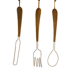 Decoro Set 3 posate da appendere in legno naturale e metallo H80 - 1177387