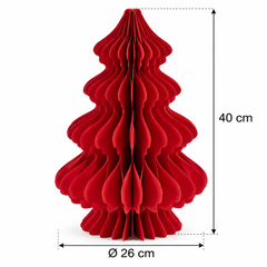 Decoro Pino Origami New Rosso EDG Enzo De Gasperi in carta pieghettata effetto origami, con indicazione delle dimensioni H 40 cm e Ø 26 cm, su sfondo bianco.