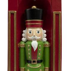 Soldatino Natalizio in Resina con Guardiola – H 32,5 cm, Design Classico Verde e Rosso