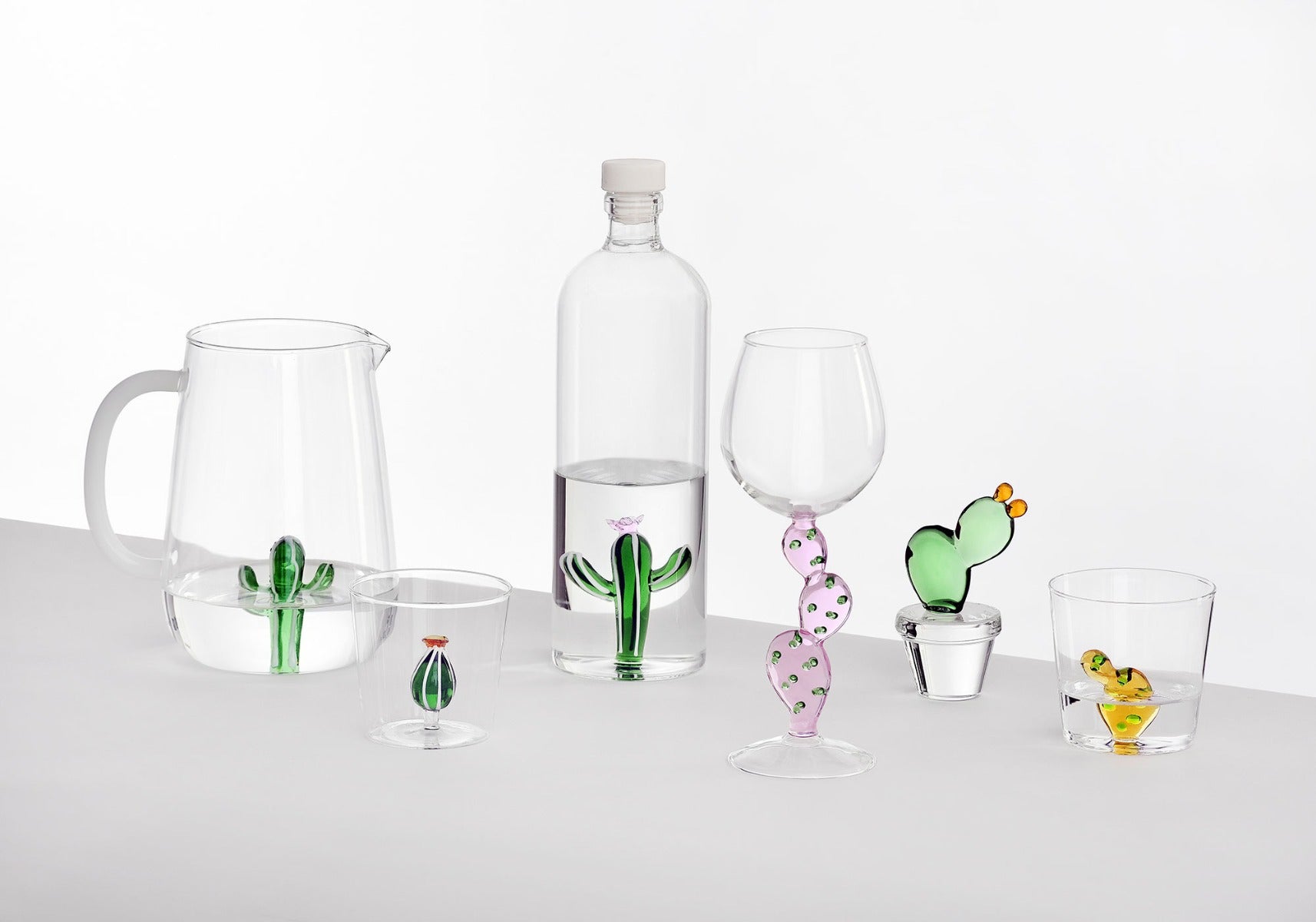 Ichendorf Milano Bicchiere Tumbler Cactus Con Fiore Ambra Collezione Desert Plants - 09352104
