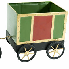 Trenino Natalizio Decorativo in Metallo Rosso e Verde 52,5×24,5×16,5 cm