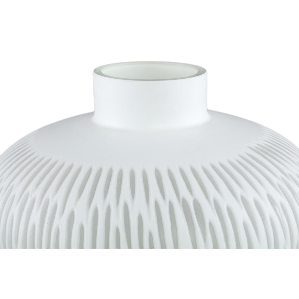 Vaso Eviena White Bulb H25 | Vaso in vetro inciso bianco satinato - 715508