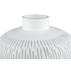 Vaso Eviena White Bulb H25 | Vaso in vetro inciso bianco satinato - 715508