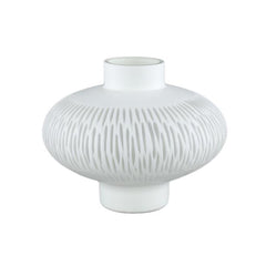 Vaso Eviena White Bulb H25 | Vaso in vetro inciso bianco satinato - 715508