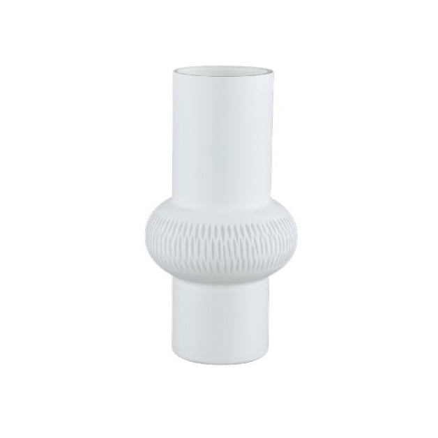 Vaso Eviena White Bulb H35,5 | Vaso in vetro inciso bianco satinato - 715509