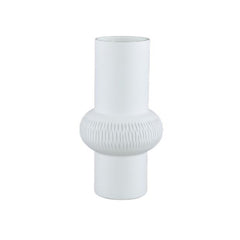Vaso Eviena White Bulb H35,5 | Vaso in vetro inciso bianco satinato - 715509