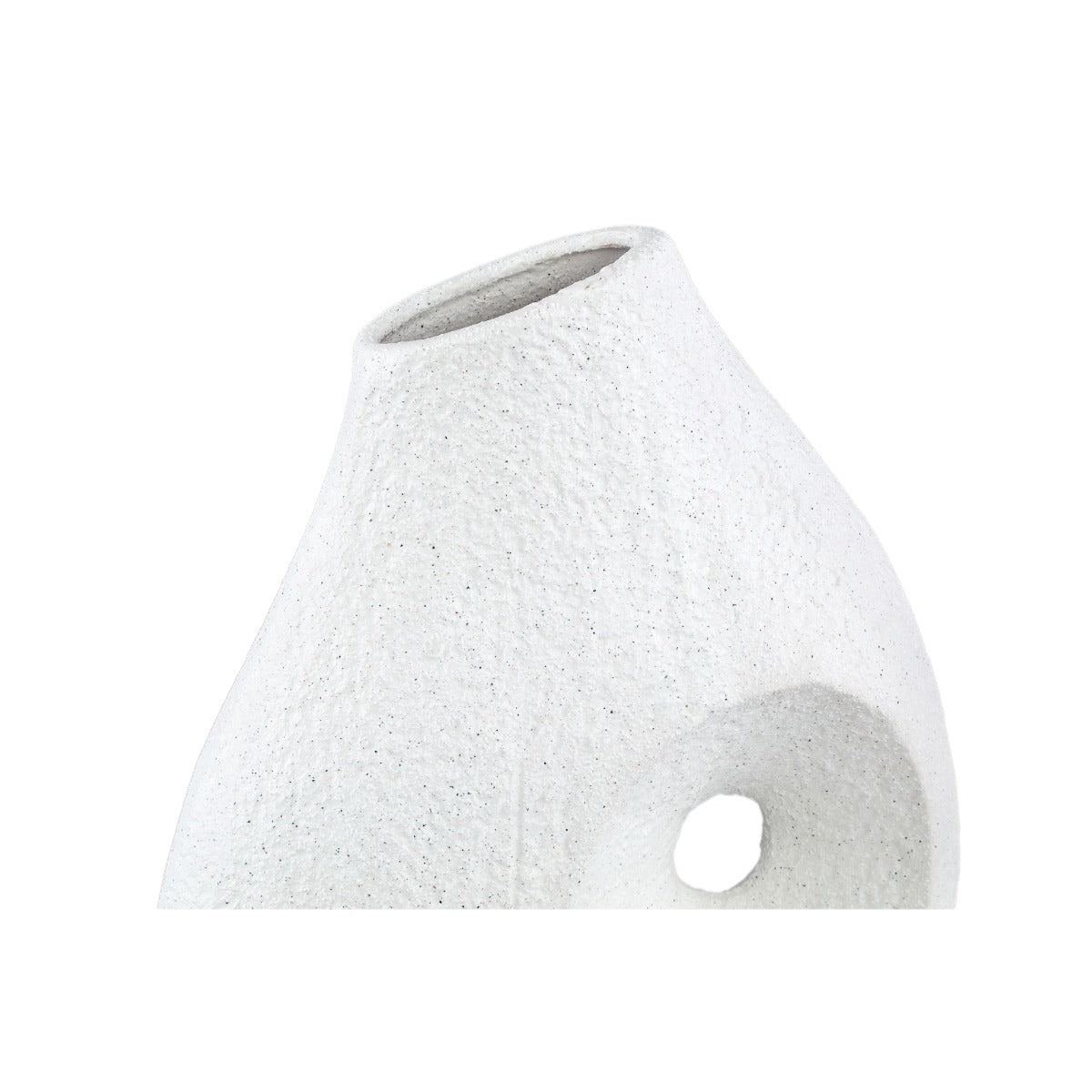 Fabioly - Vaso organico in ceramica gr&egrave;s bianca con foro centrale H44 - 715322