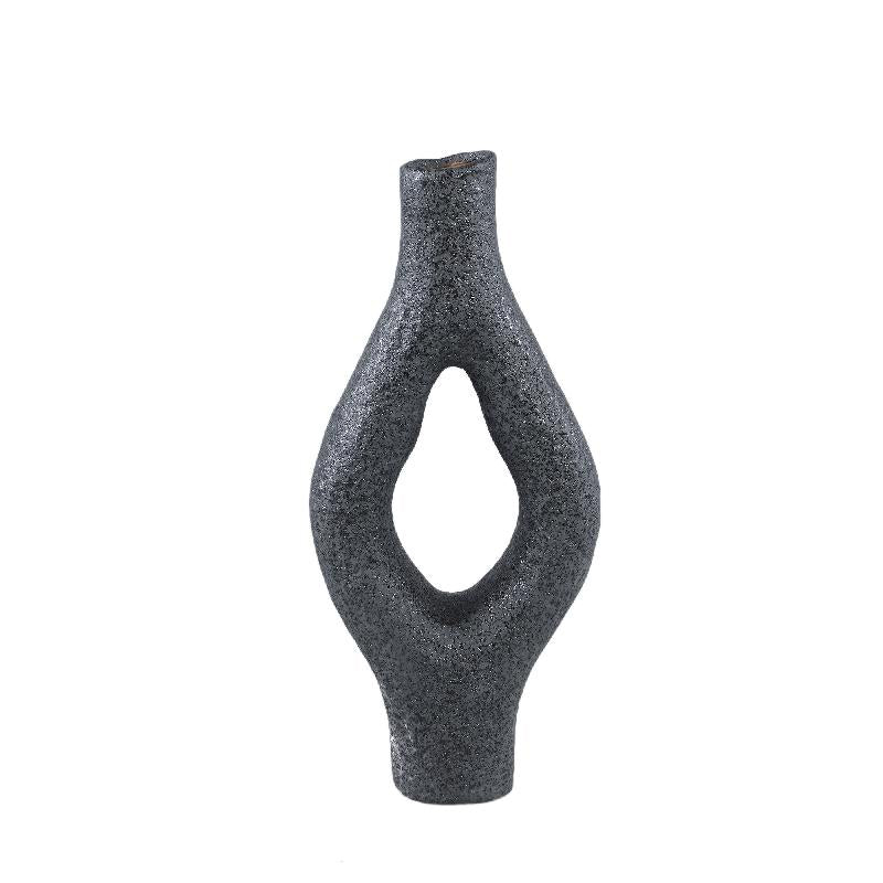 Fabioly - Vaso organico in ceramica gr&egrave;s nera H35 - 715325