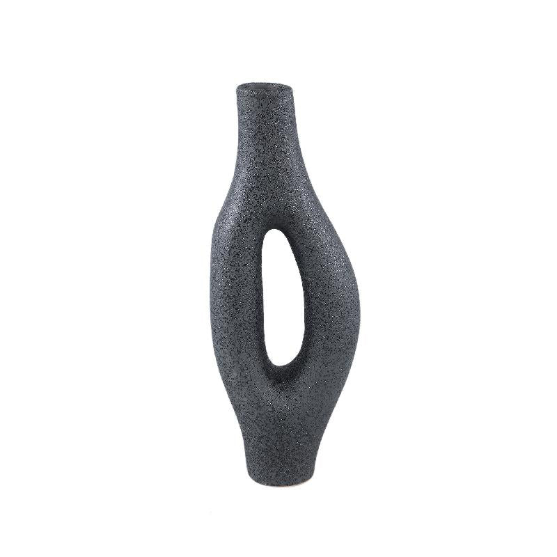 Fabioly - Vaso organico in ceramica gr&egrave;s nera H36,5 - 715324
