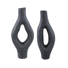 Fabioly - Vaso organico in ceramica gr&egrave;s nera - CONFIG0392