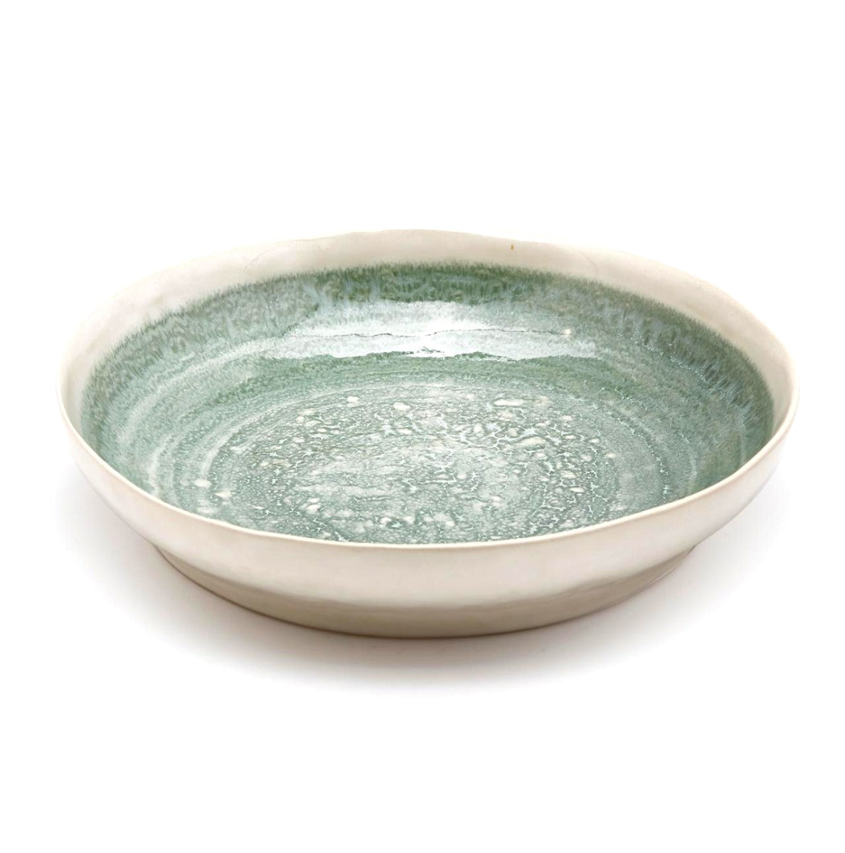 FENG Glaze - Piatto fondo in ceramica gres smaltata verde oliva D22 H5 - 015573