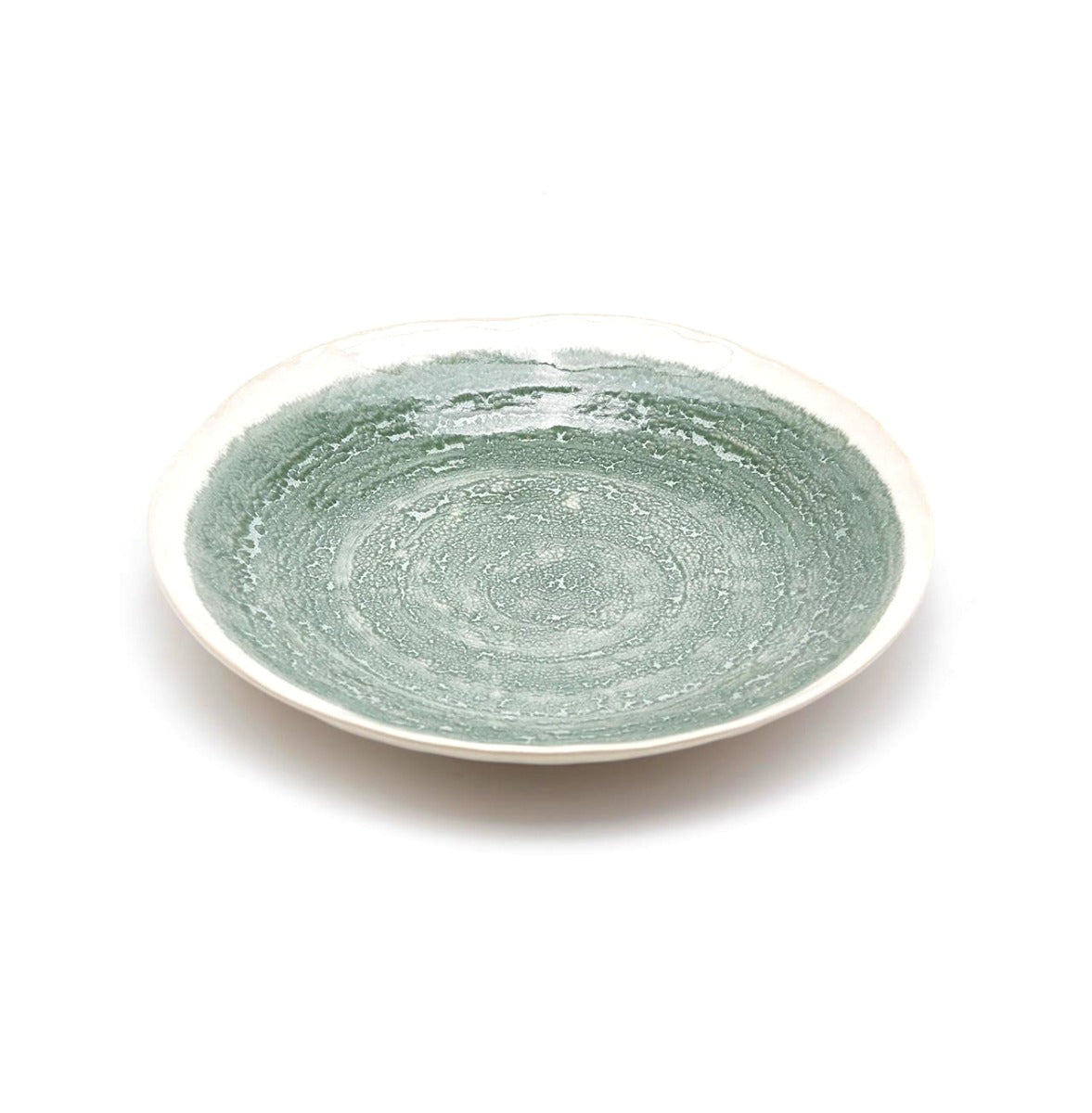 FENG Glaze - Piatto piano in ceramica gres smaltata verde oliva D22 - 015571