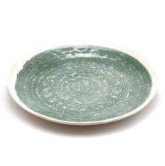 FENG Glaze - Piatto piano in ceramica gres smaltata verde oliva D28 - 015570