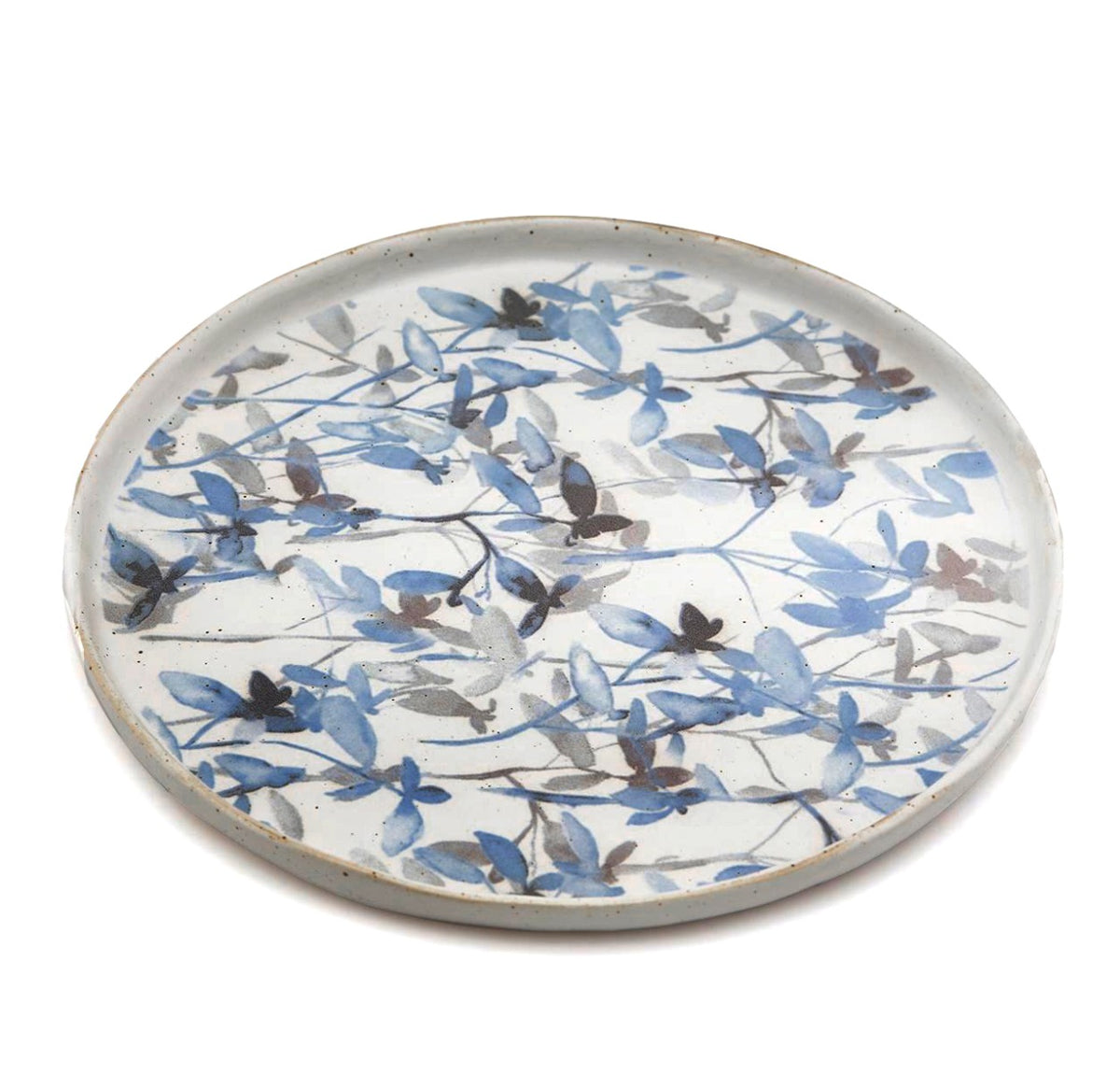 FENG - Piatto da portata in ceramica gres motivo fogliame azzurro D22 - 014958,81