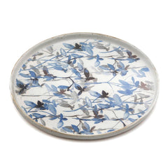 FENG - Piatto da portata in ceramica gres motivo fogliame azzurro D22 - 014958,81