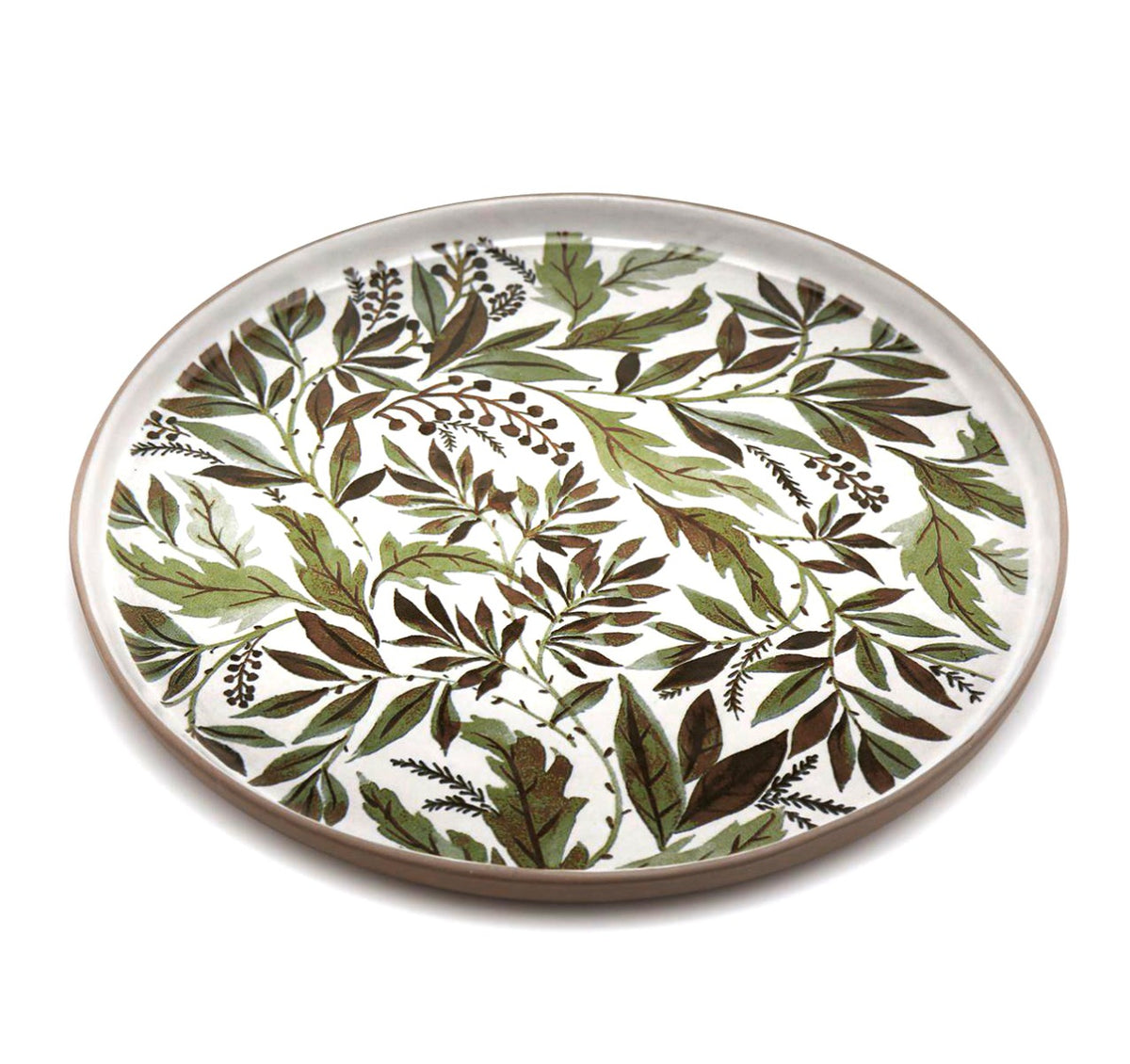 FENG - Piatto da portata in ceramica gres motivo fogliame verde D22 - 014958,70