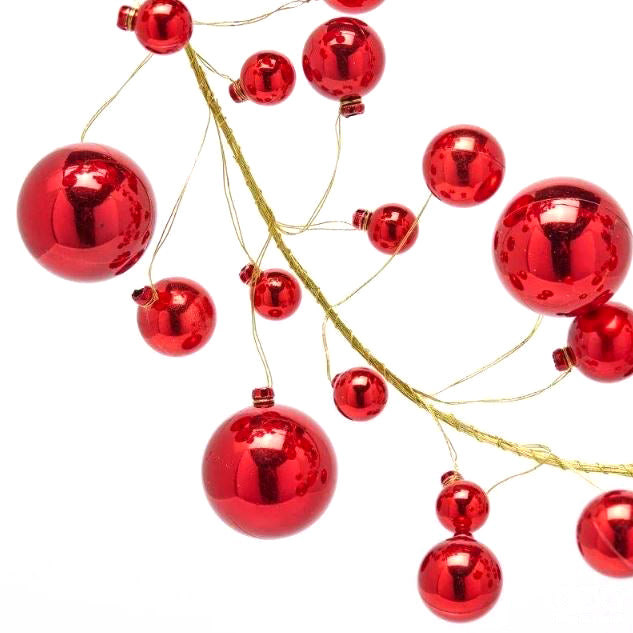 Dettaglio palline rosse lucide del Festone Natalizio Pallemix EDG Enzo De Gasperi