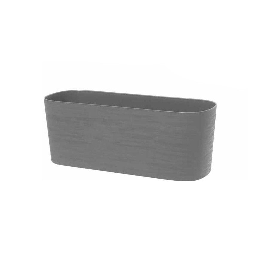 PAROS - Fioriera in plastica riciclata grigia 50X17 H19 con riserva d'acqua - TERA - paros-grey-241