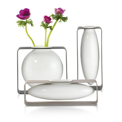 Vaso Float Tondo | vaso di design in porcellana su struttura in acciaio - 123169
