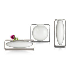 Vaso Float Verticale | vaso di design in porcellana su struttura in acciaio - 123170