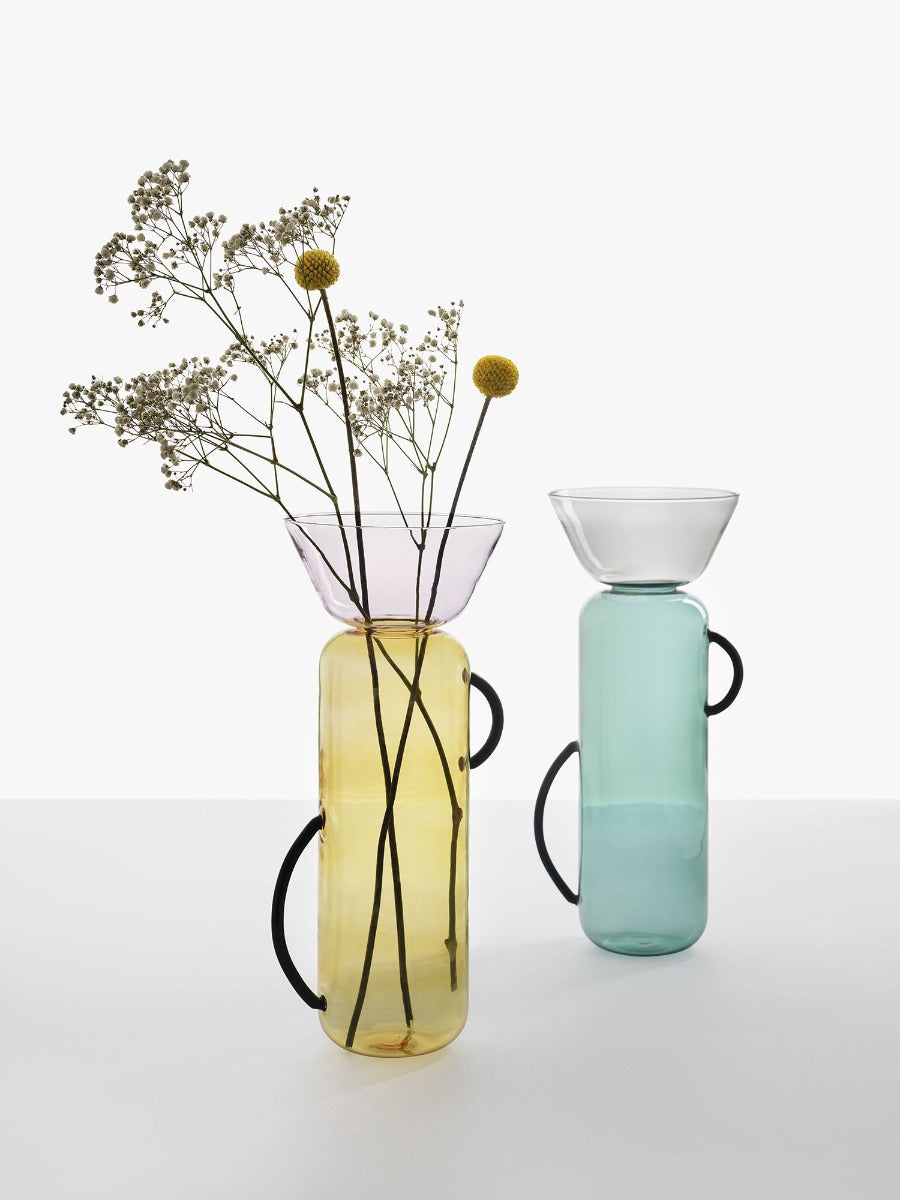 GELEE Grande con Manici | Vaso in Vetro Borisilicato colore Giallo e Rosa Ichendorf - 09313200