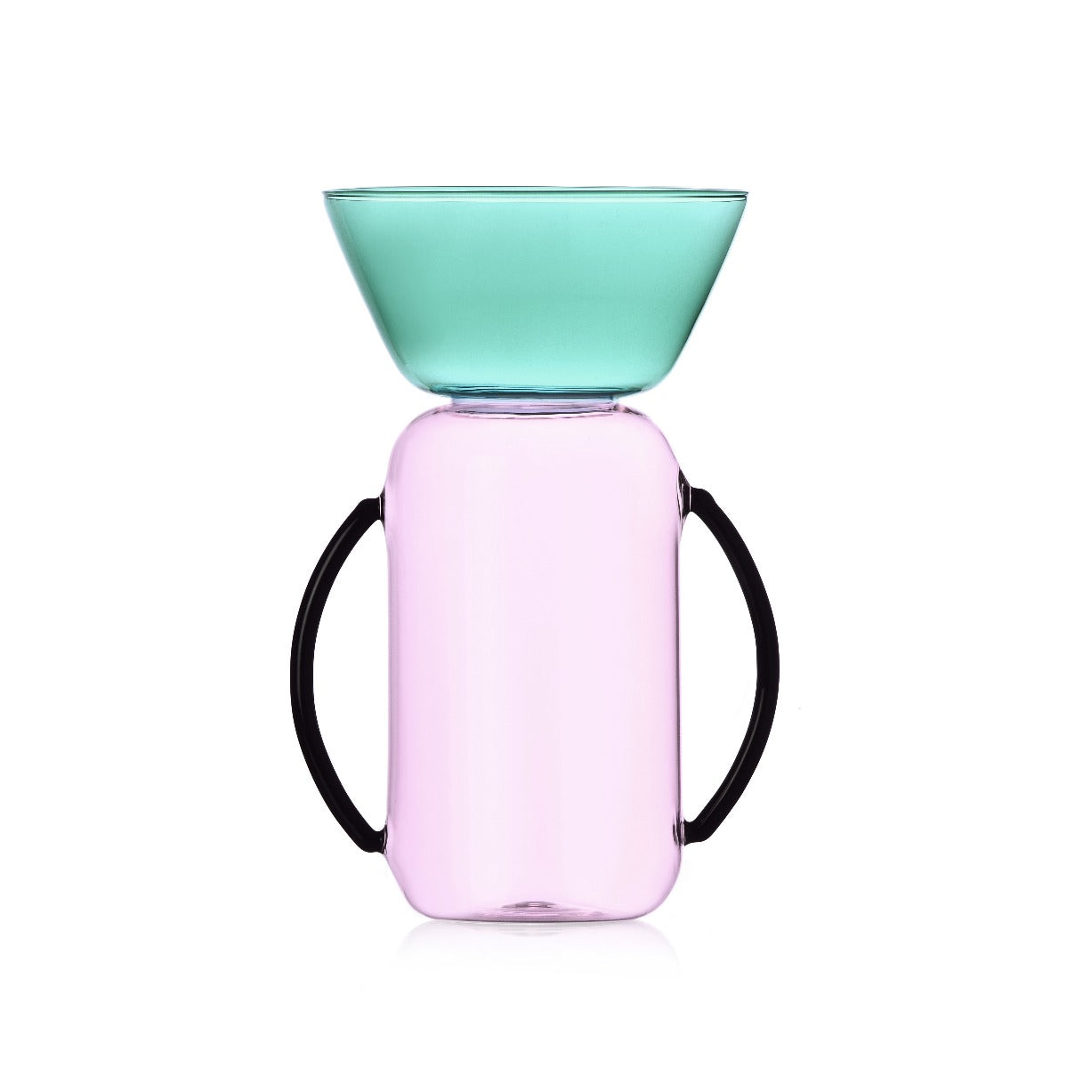 GELEE Medio con Manici | Vaso in Vetro Borisilicato colore Rosa Verde Petrolio Ichendorf - 09313209