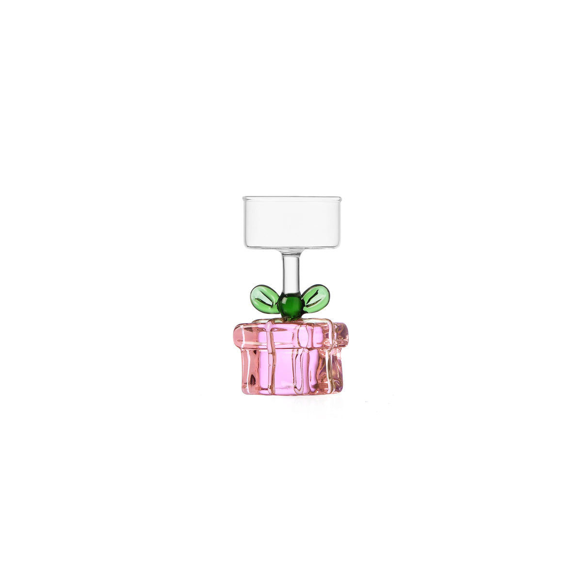 Christmas Tales Tealight Pacco Regalo Rosa in vetro Ichendorf Milano