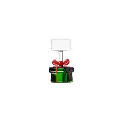 Porta tealight in vetro pacco regalo verde con fiocco rosso Christmas Tales Ichendorf Milano