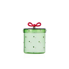 Scatola in vetro verde con fiocco rosso Christmas Tales Ichendorf Milano