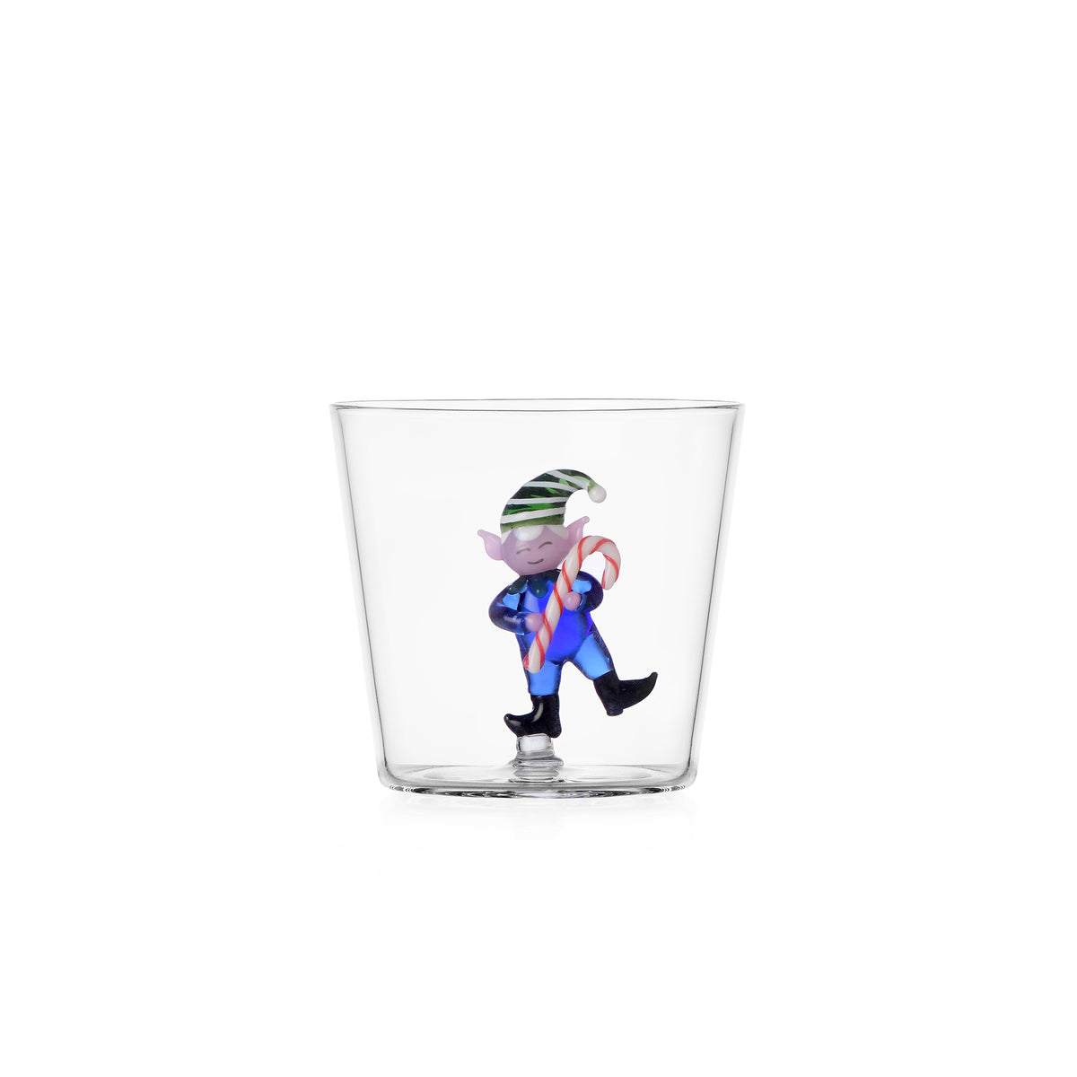 Bicchiere tumbler Elfo Blu con bastoncino di zucchero Christmas Tales Ichendorf Milano