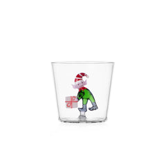 Bicchiere tumbler natalizio Ichendorf Milano Christmas Tales con elfo verde e pacco regalo