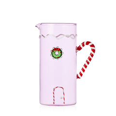 Brocca rosa Sweet & Candy con manico a bastoncino di zucchero rosso e bianco Ichendorf Milano