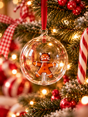 Palla di Natale Sweet & Candy Ichendorf Milano con Gatto Pan di Zenzero ambientata sull'albero di Natale