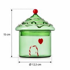 Scatola Casetta Verde Sweet & Candy in vetro Ichendorf Milano con dimensioni H 15 cm e Ø 12,5 cm