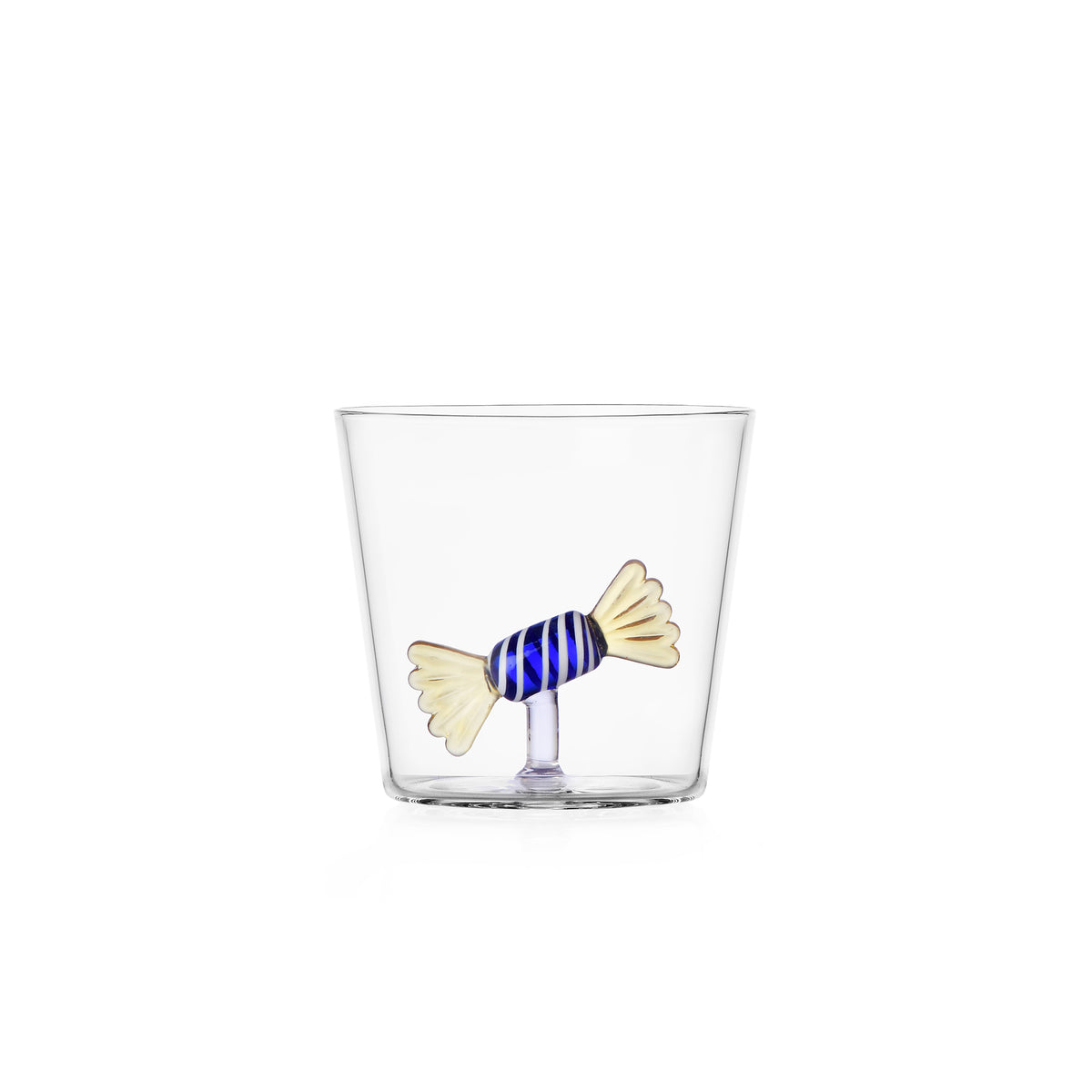 Tumbler Sweet & Candy con caramella gialla e azzurra in vetro Ichendorf Milano