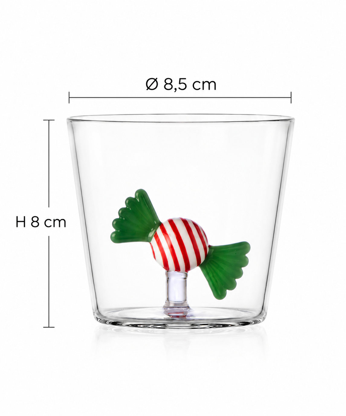 Tumbler Caramella Verde e Rossa Sweet & Candy Ichendorf Milano H 8 cm Ø 8,5 cm