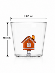 Tumbler Sweet & Candy Ichendorf Milano con casa di pan di zenzero ambra e bianca, H 8 cm Ø 8,5 cm