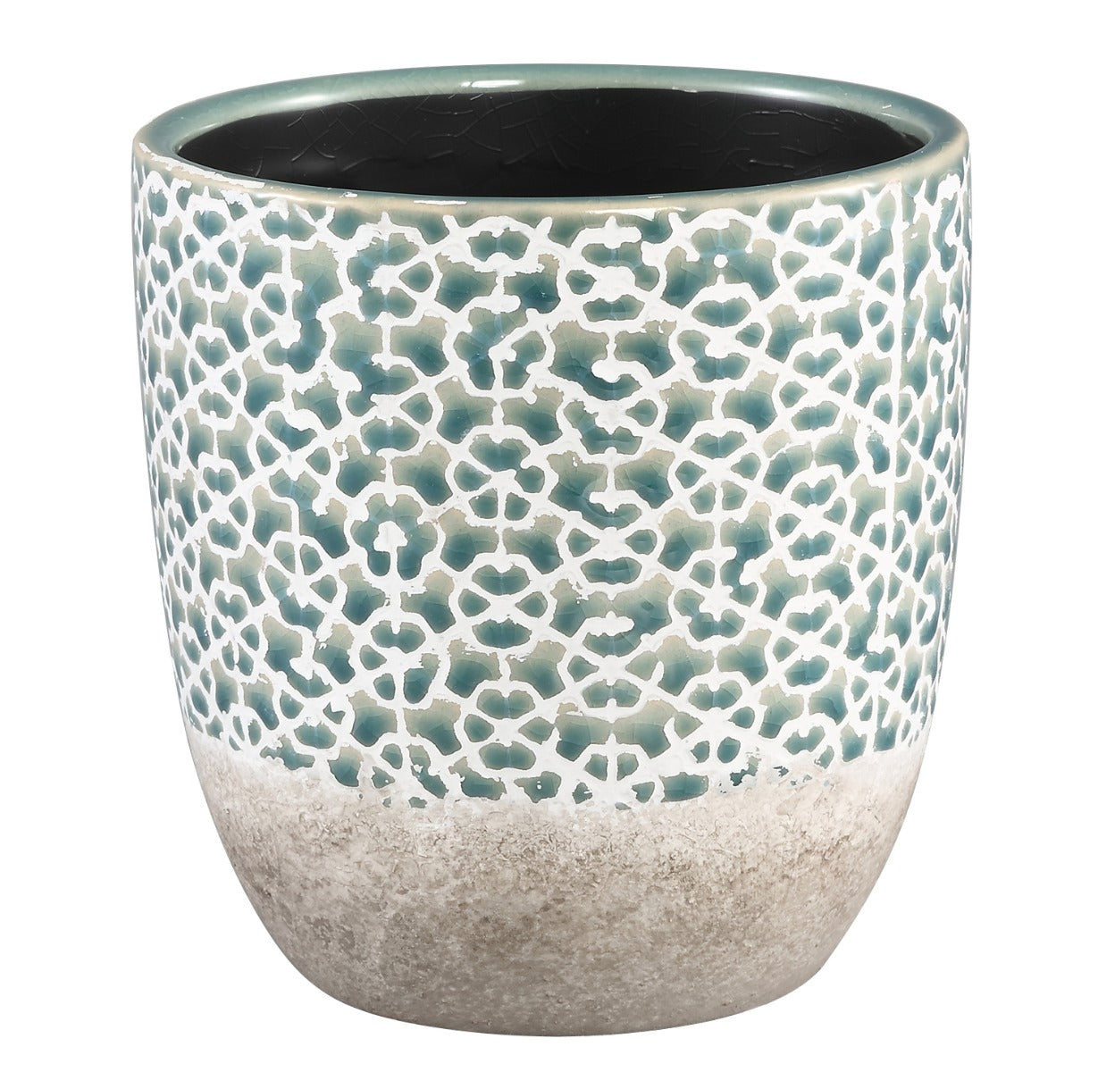 Vaso Iggy Flower H17 | Vaso in ceramica doppio colore motivi a fiori - 702659