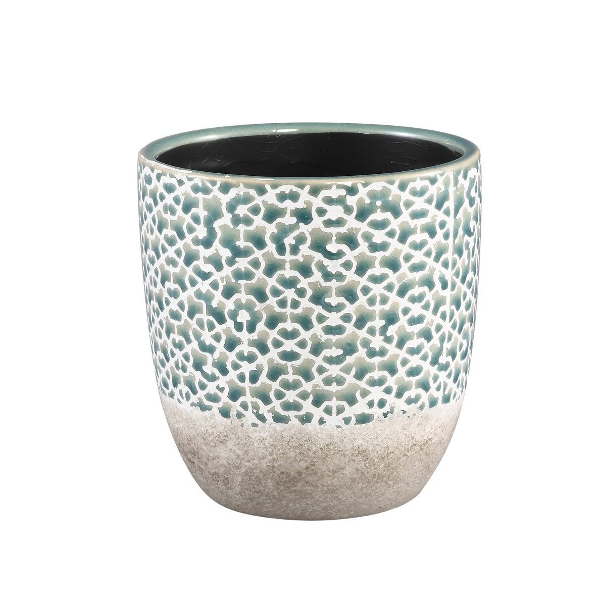 Vaso Iggy Flower H14 | Vaso in ceramica doppio colore motivi a fiori - 702660