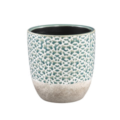 Vaso Iggy Flower H14 | Vaso in ceramica doppio colore motivi a fiori - 702660