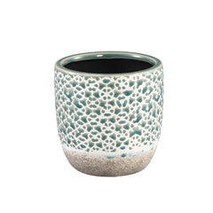 Vaso Iggy Flower H11 | Vaso in ceramica doppio colore motivi a fiori - 702661