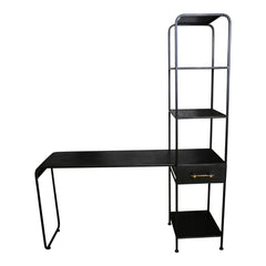 Scrivania Jago in metallo nero con scaffale alto impugnatura oro - 692665